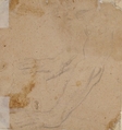 Head of a Man Wearing a Helmet, Looking to Upper Left (recto); Two Sketches, Arms and Hands (verso), Francesco di Maria (Italian, Naples 1623–1690 Naples), Red chalk, highlighted with a little white (recto); black chalk studies of arms (verso)